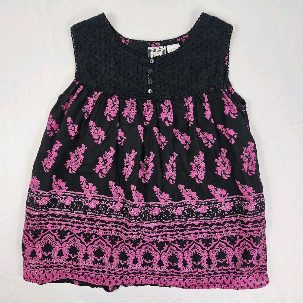 Women's 90s Sleeveless Smock Top Cotton Vintage Take Too Large Boho Festival
